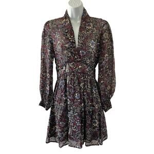 Ba&sh Dress Womens Extra Small Giani Carbone Floral Semi Sheer Party Cocktail